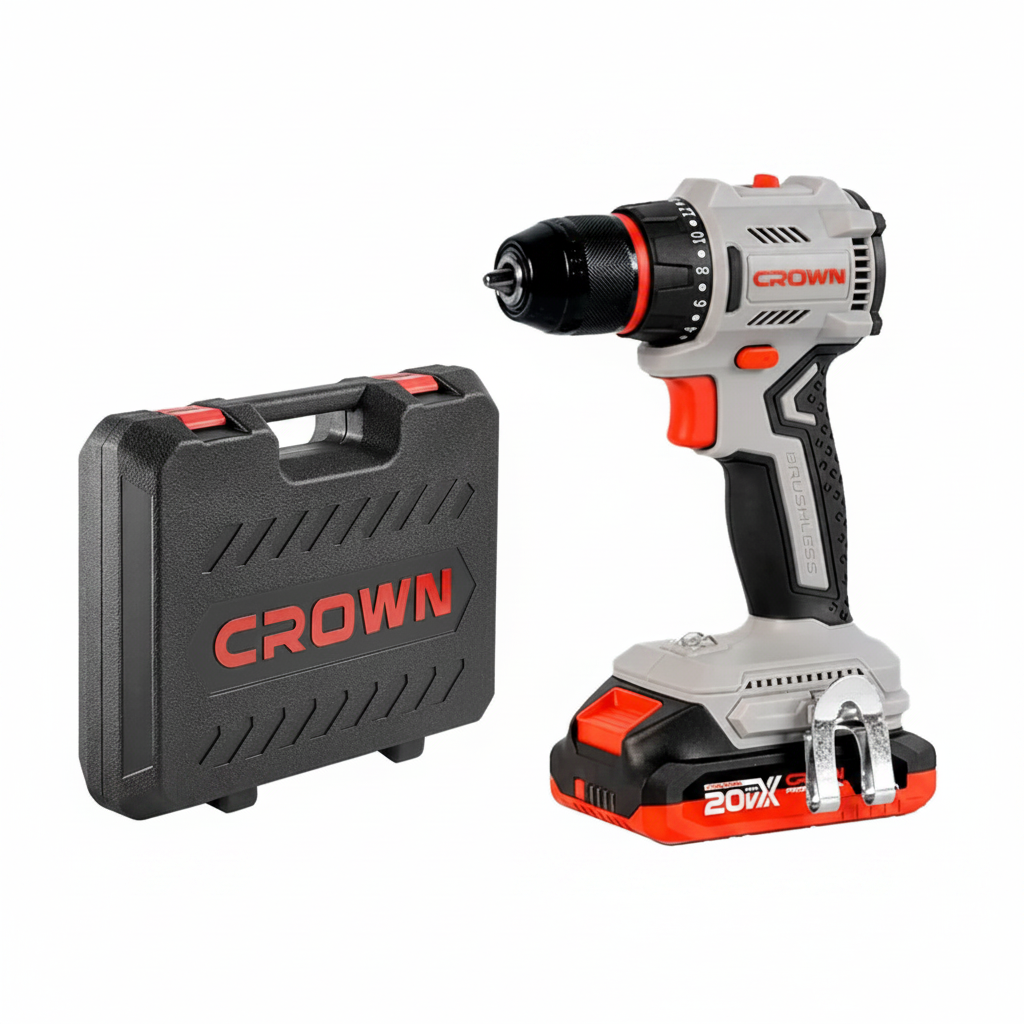 Visseuse perceuse brushless sans fil 20V 2 batteries 2,0Ah Crown Réf: CT21131XMS-2 Visseuse perceuse brushless sans fil 20V 2 batteries 2,0Ah Crown Réf: CT21131XMS-2