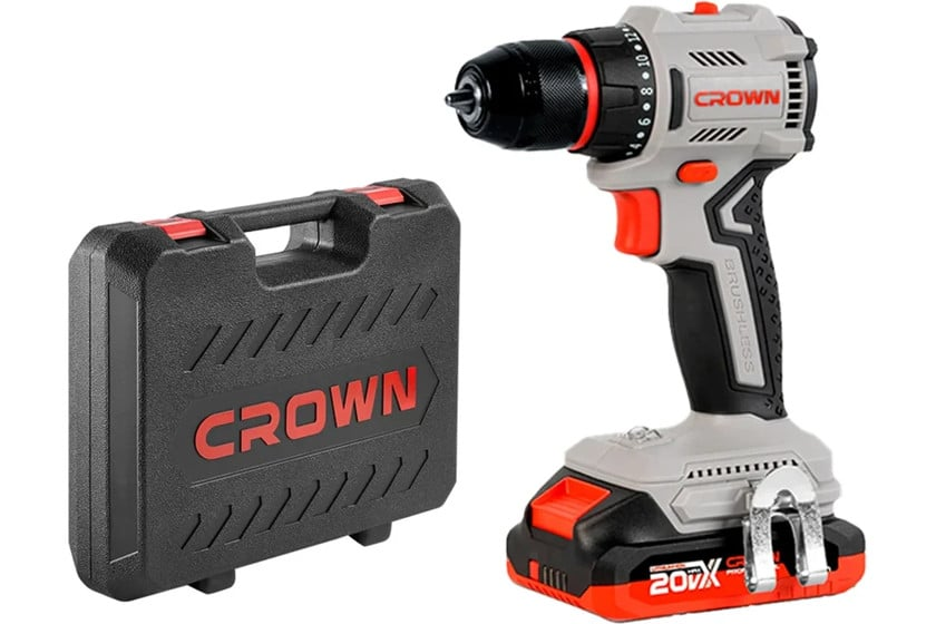 Visseuse perceuse brushless sans fil 20V 2 batteries 2,0Ah Crown Réf: CT21131XMS-2 Visseuse perceuse brushless sans fil 20V 2 batteries 2,0Ah Crown Réf: CT21131XMS-2