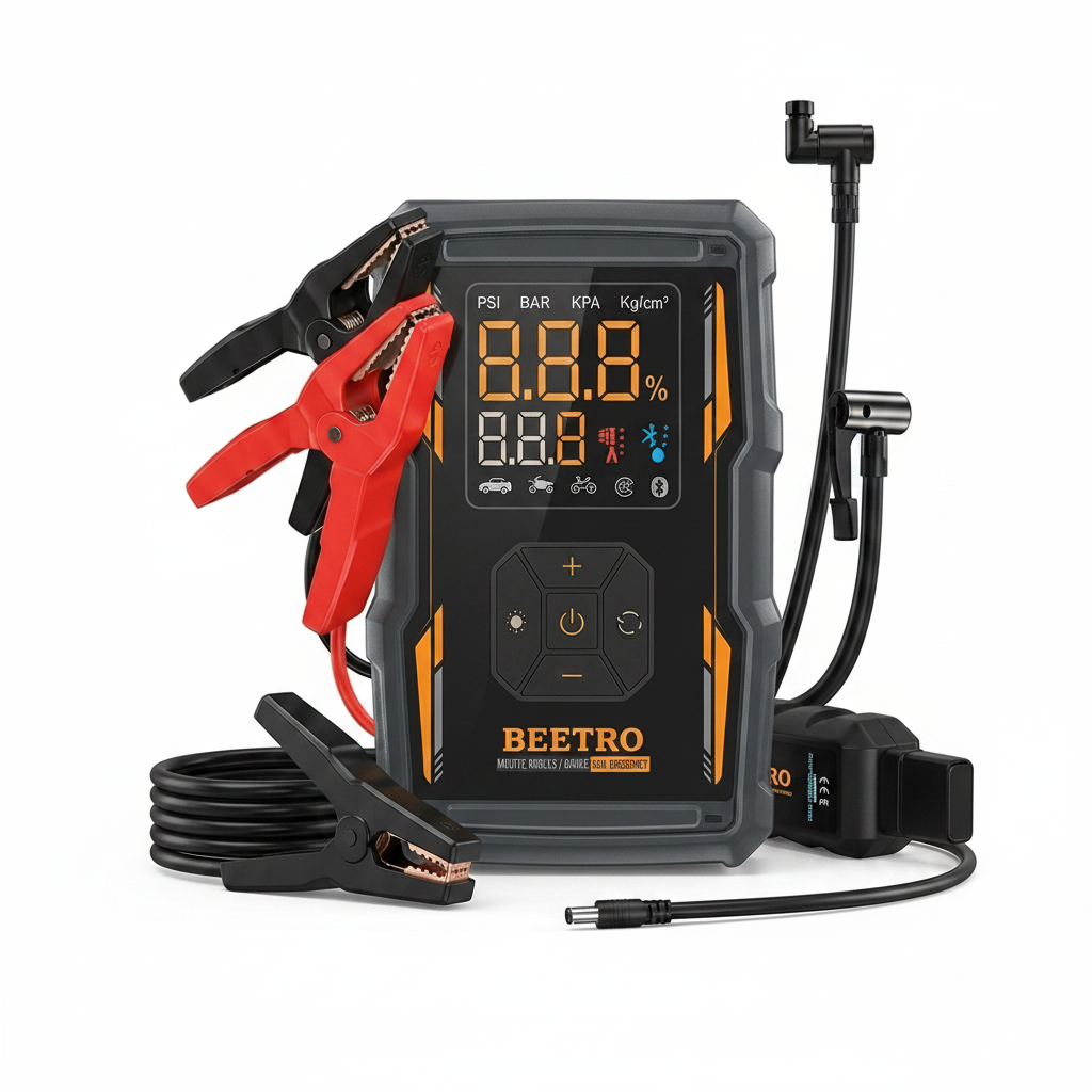 Compresseur De Voiture Avec Booster Batterie 27000mAh 150 psi beetro be0190 Compresseur De Voiture Avec Booster Batterie 27000mAh 150 psi beetro be0190