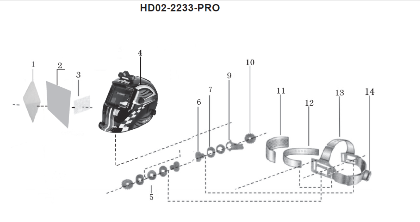 Masque de soudage CROWN ; HD02-2233PRO Masque de soudage CROWN ; HD02-2233PRO