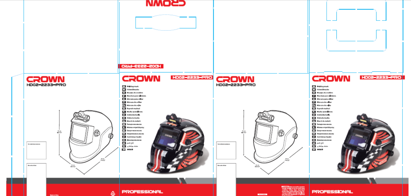 Masque de soudage CROWN ; HD02-2233PRO Masque de soudage CROWN ; HD02-2233PRO
