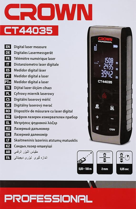 Télémètre Laser 100 Mètre CROWN | CT44035 Télémètre Laser 100 Mètre CROWN | CT44035