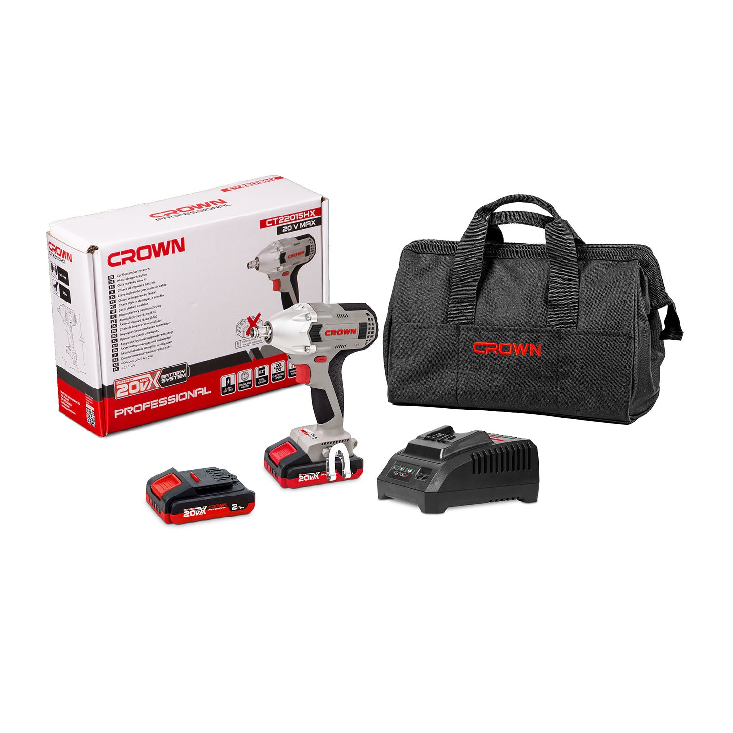 Boulonneuse sans fil CROWN Professional Brushless 20 V, 300 N.m CT22015HX Boulonneuse sans fil CROWN Professional Brushless 20 V, 300 N.m CT22015HX