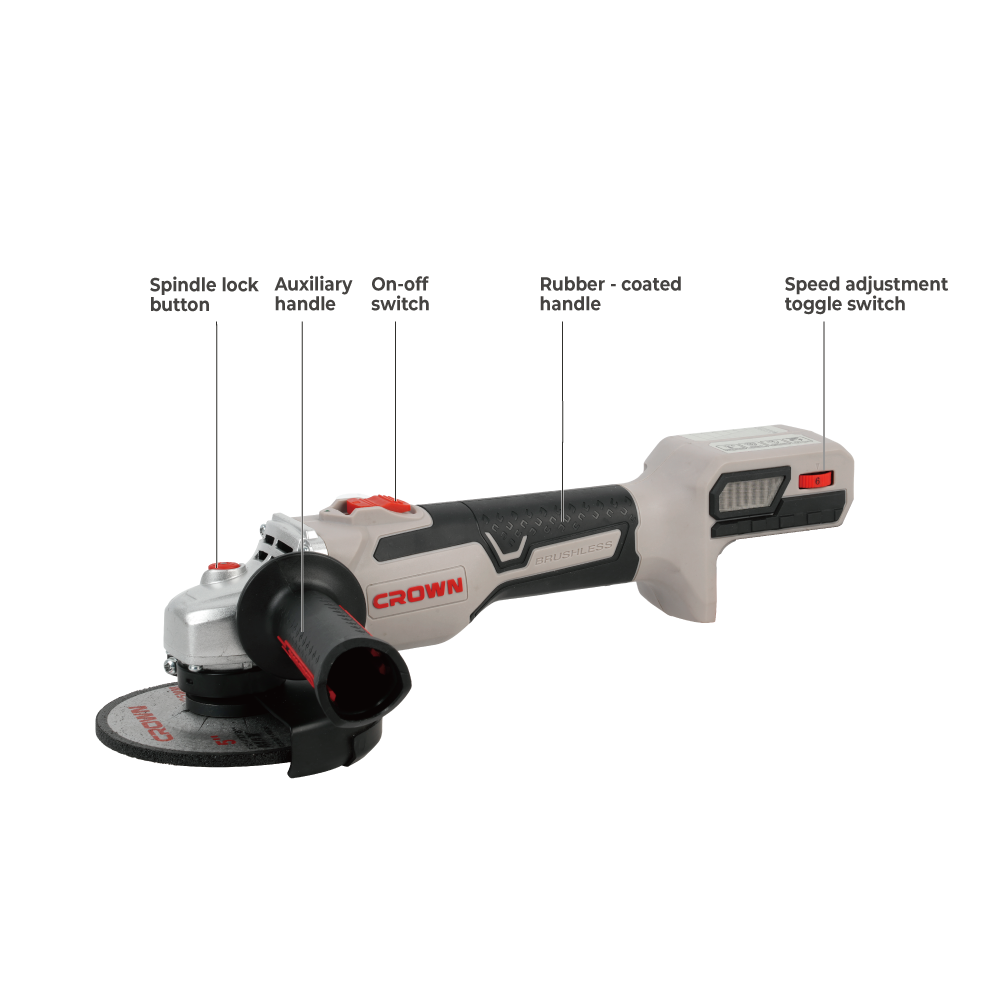 Tronçonneuse Meuleuse d'angle sans fil 20 V, 125 mm ; CROWN CT23028-125HX Tronçonneuse Meuleuse d'angle sans fil 20 V, 125 mm ; CROWN CT23028-125HX