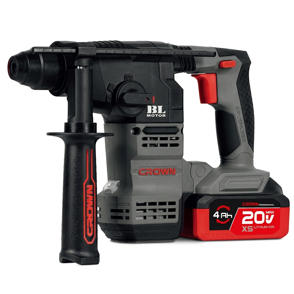 Marteau Perforateur Rotatif Sans Fil 20V SDS-PLUS Brushless CROWN ; CT28001XS Marteau Perforateur Rotatif Sans Fil 20V SDS-PLUS Brushless CROWN ; CT28001XS