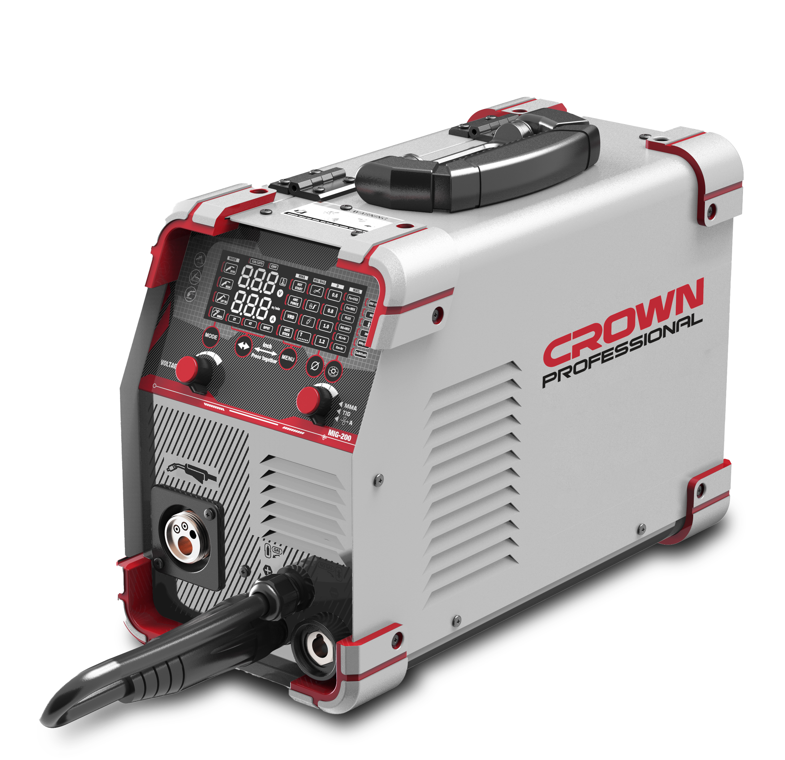 Poste à souder MIG TIG MMA à onduleur ,220V,35-200A CROWN ;CT33201 Poste à souder MIG TIG MMA à onduleur ,220V,35-200A CROWN ;CT33201