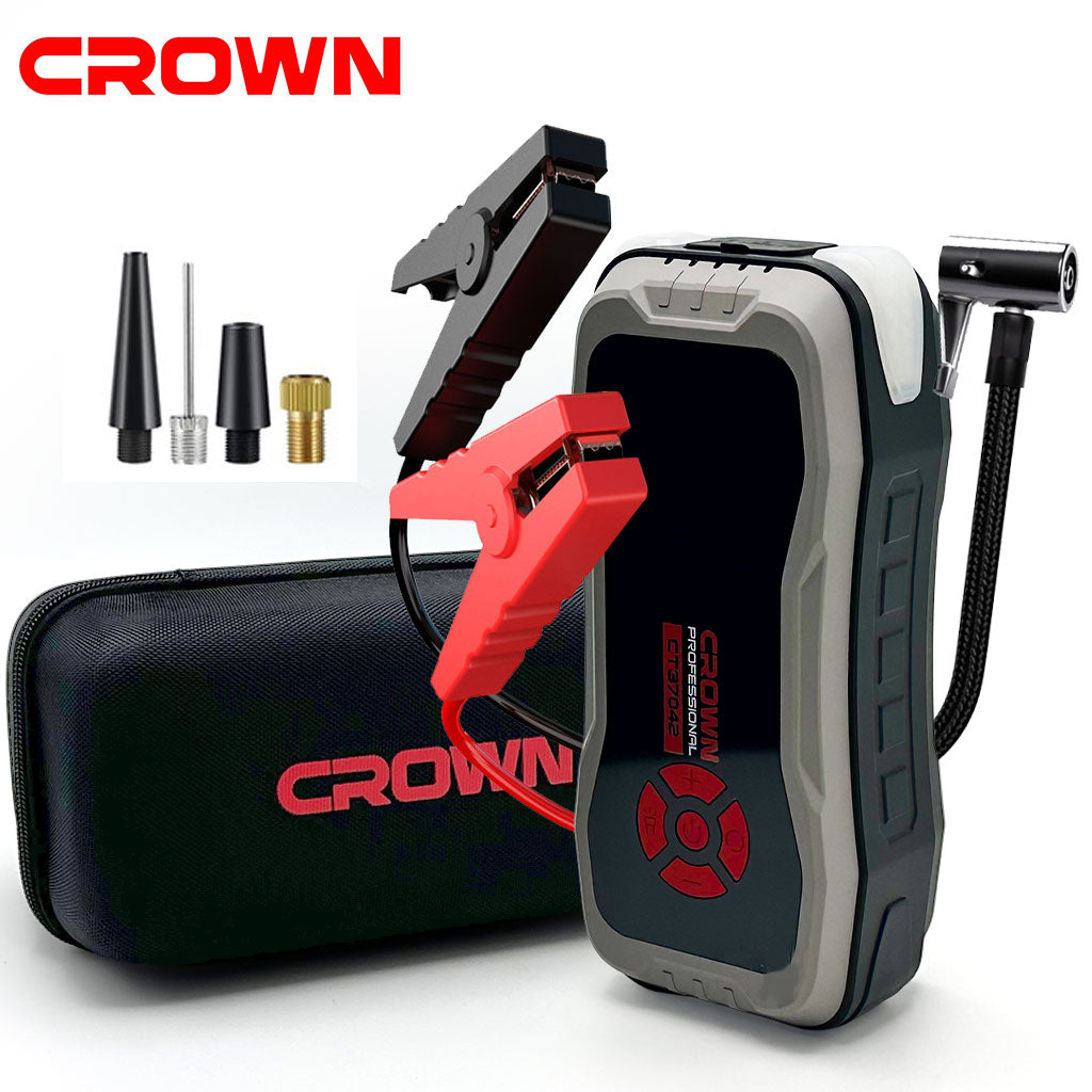 Compresseur De Voiture Avec Booster Batterie 25800mAh CROWN CT37042TB Compresseur De Voiture Avec Booster Batterie 25800mAh CROWN CT37042TB