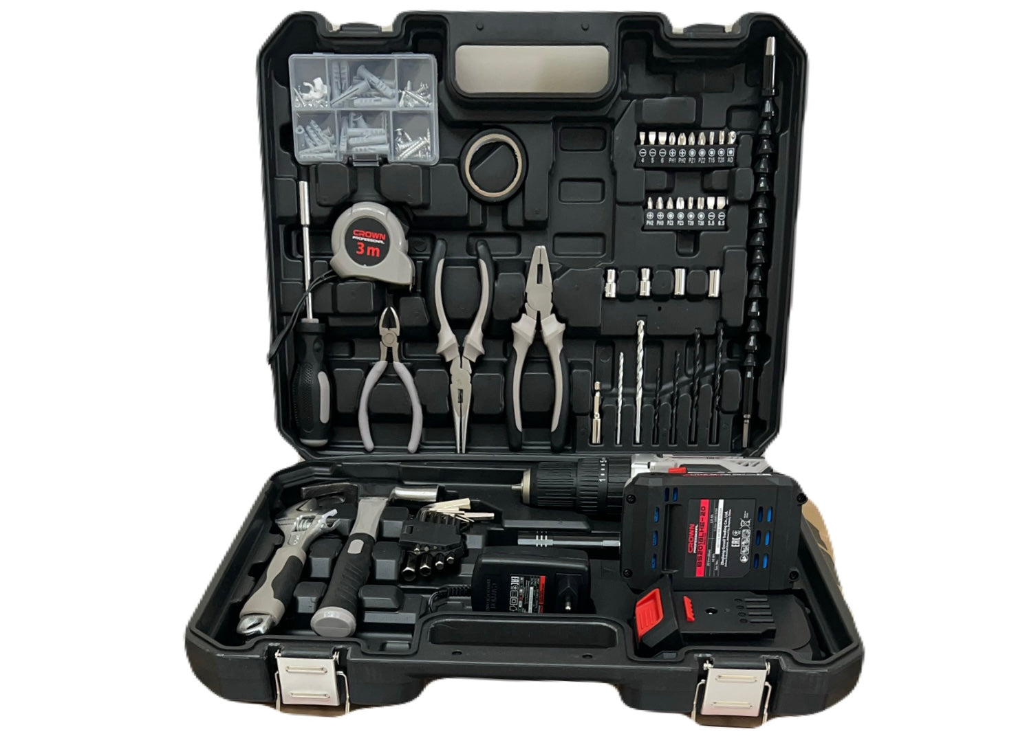 Kit Caisse A Outils Et Visseuse 20V 2.0Ah 50 Pièces CROWN Kit Caisse A Outils Et Visseuse 20V 2.0Ah 50 Pièces CROWN