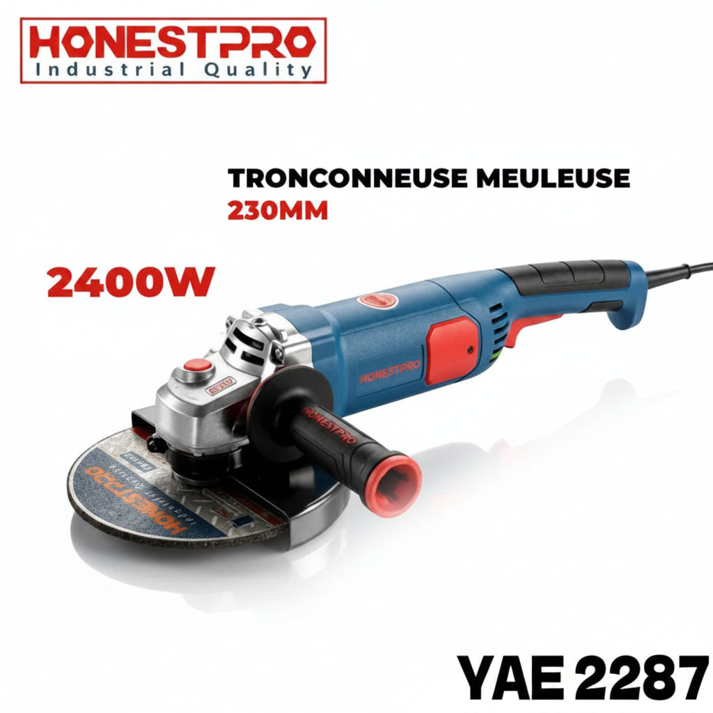 Meuleuse D’angle 230mm 2400W HONESTPRO YAE2287 Meuleuse D’angle 230mm 2400W HONESTPRO YAE2287