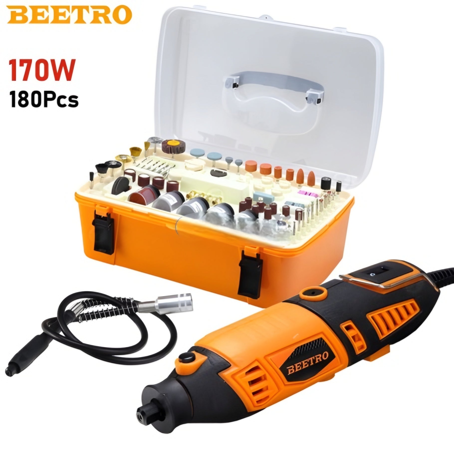 Kit Outil rotofil Avec Flexible 0.8-3.2mm 170W 180 PCS BEETRO | BE0108 Kit Outil rotofil Avec Flexible 0.8-3.2mm 170W 180 PCS BEETRO | BE0108