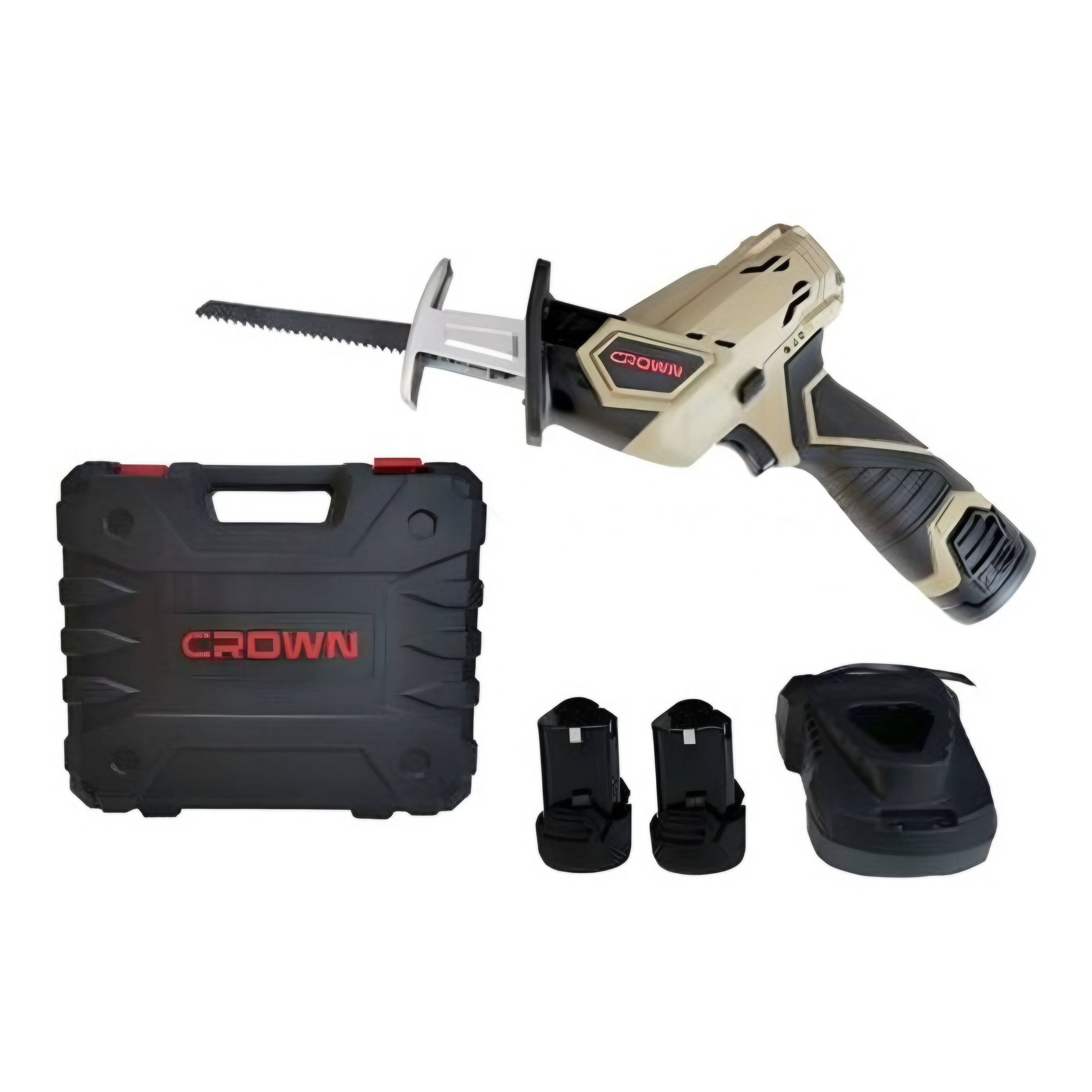 Scie Sabre Sans Fil 12V 2 Batterie 1,5Ah Pour Metal, Pvc, Bois Et Viande CT25004 | CROWN Scie Sabre Sans Fil 12V 2 Batterie 1,5Ah Pour Metal, Pvc, Bois Et Viande CT25004 | CROWN