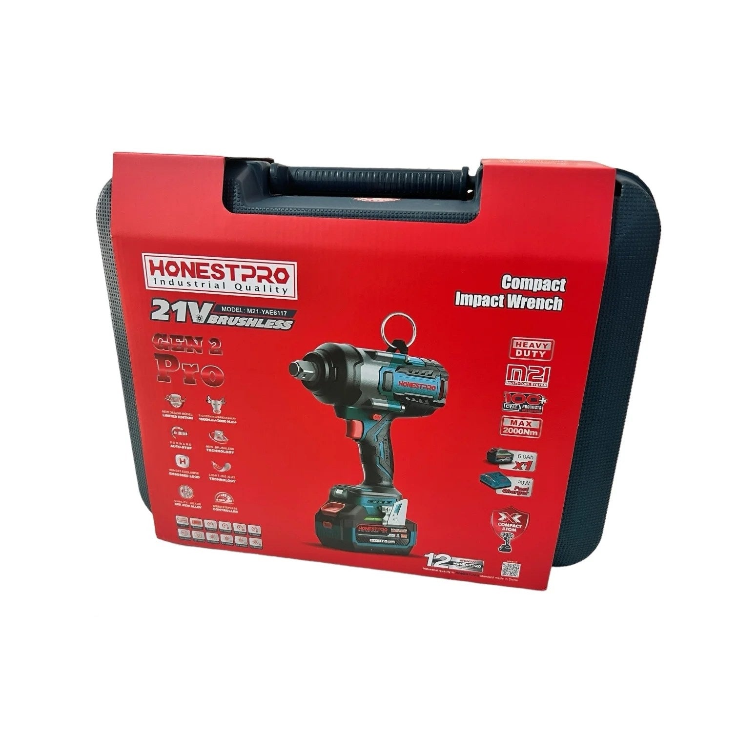 Clé A Choc Boulonneuse Sans Fil 21v Li-Ion BRUSHLESS Avec Batterie 6.0AH 3/4″ HONESTPRO YAE6117 Clé A Choc Boulonneuse Sans Fil 21v Li-Ion BRUSHLESS Avec Batterie 6.0AH 3/4″ HONESTPRO YAE6117