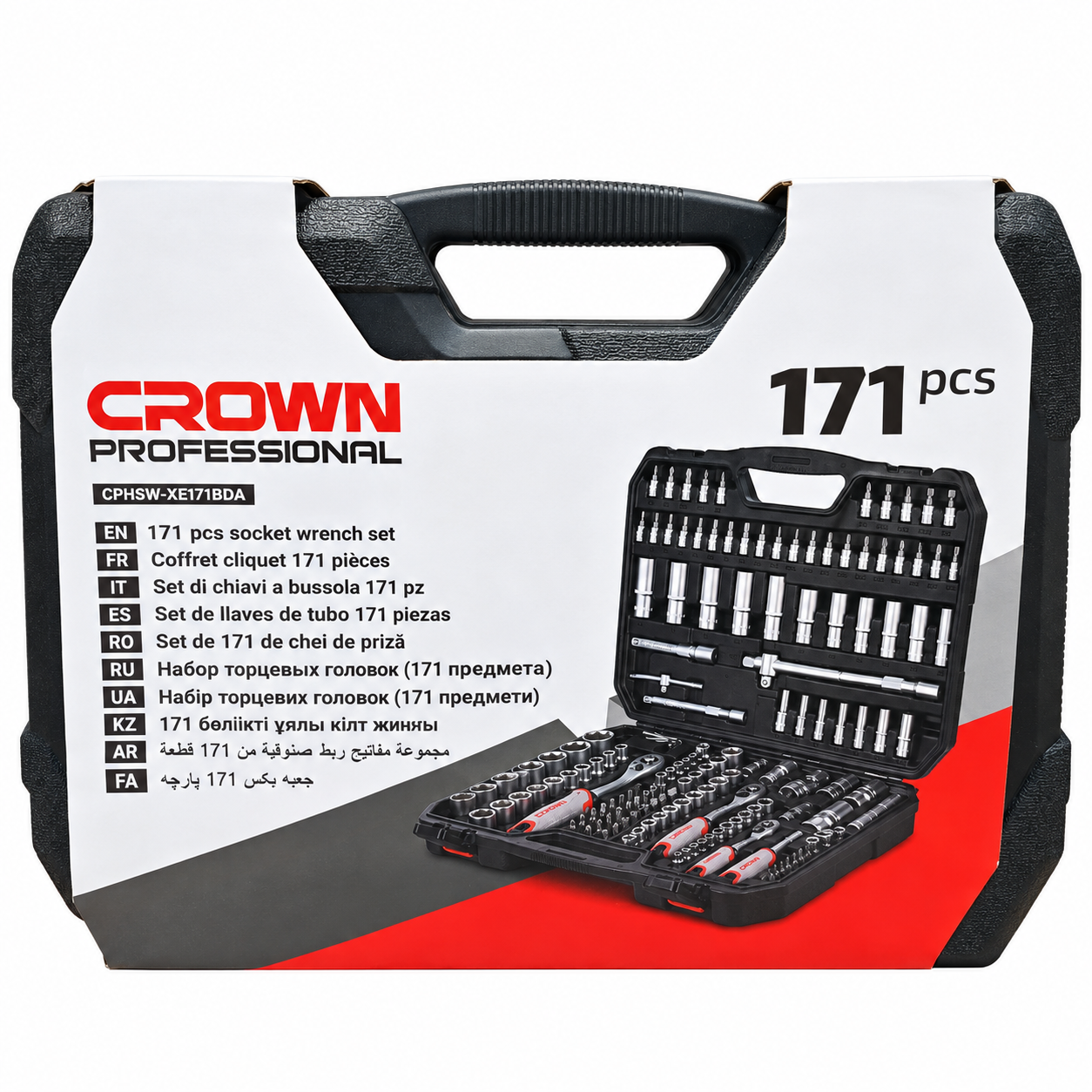 Kit Caisse A Outils 171 Pièces CROWN CPHSW-XE171BDA Kit Caisse A Outils 171 Pièces CROWN CPHSW-XE171BDA