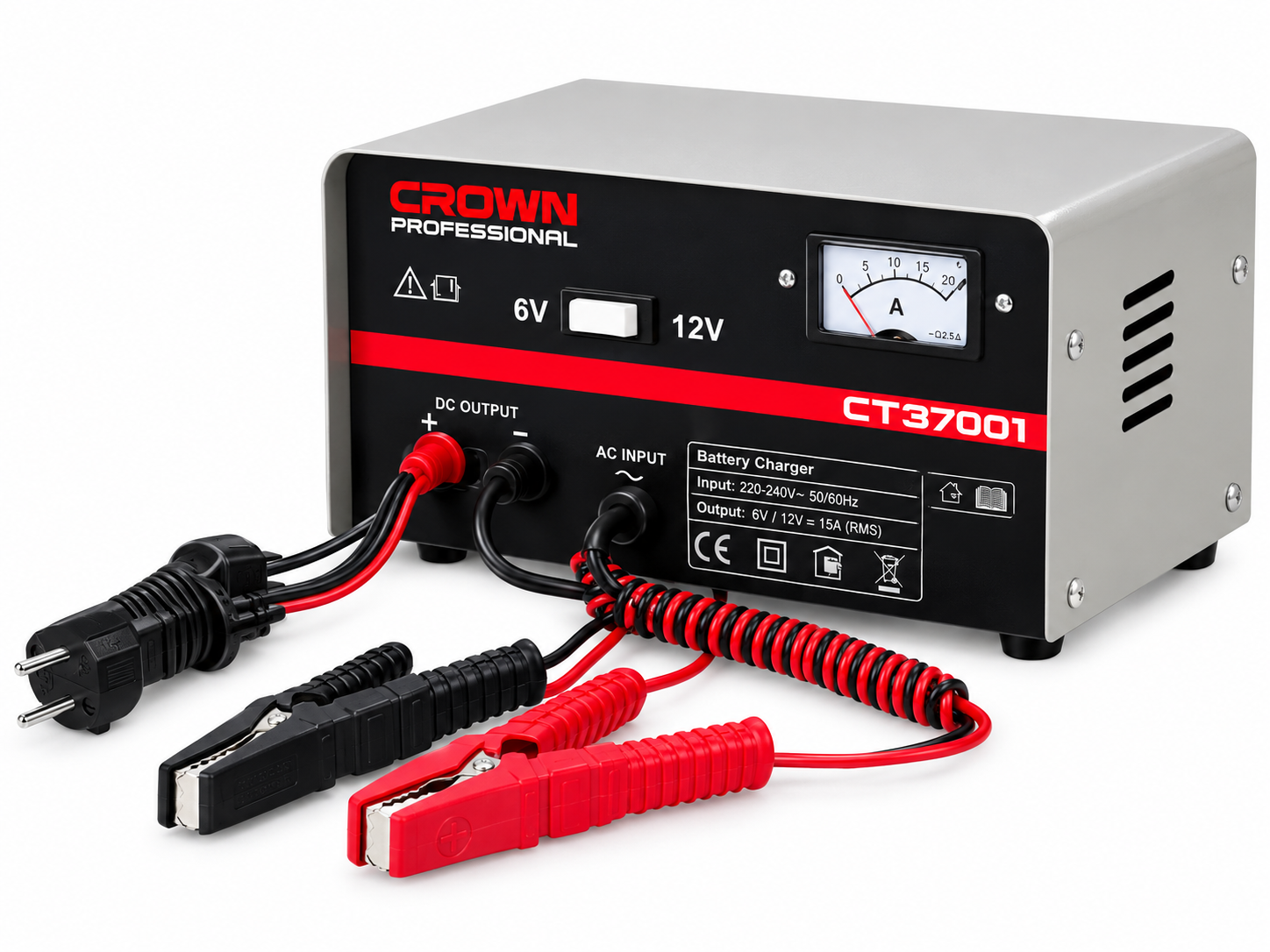 Chargeur Batterie Intelligent 6/12V LCD CT37001 Crown – Sécurité & Polyvalence Chargeur Batterie Intelligent 6/12V LCD CT37001 Crown – Sécurité & Polyvalence
