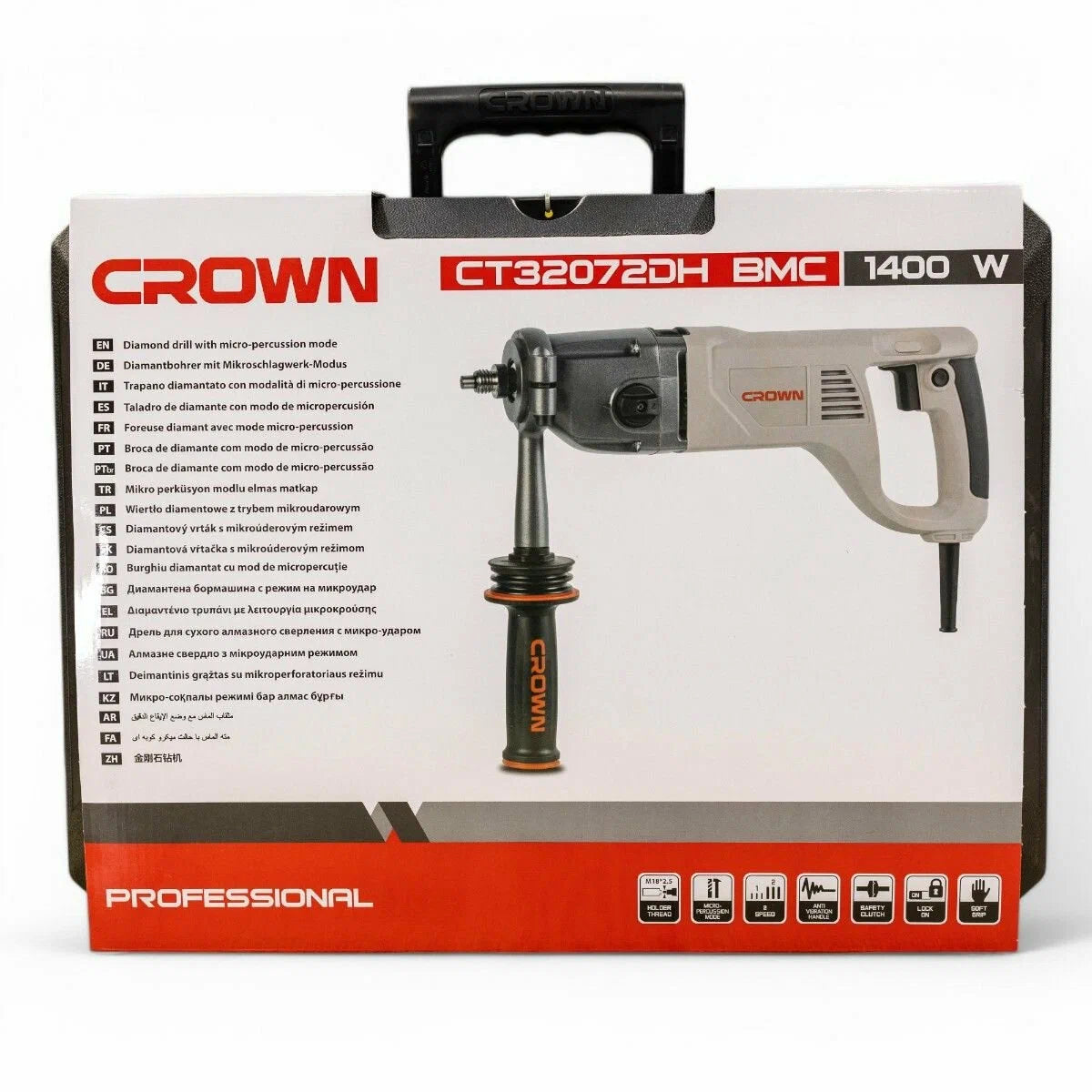 caroteuse Perceuse diamantée avec mode micro-percussion 1400W ;CROWN CT32072DH BMC caroteuse Perceuse diamantée avec mode micro-percussion 1400W ;CROWN CT32072DH BMC
