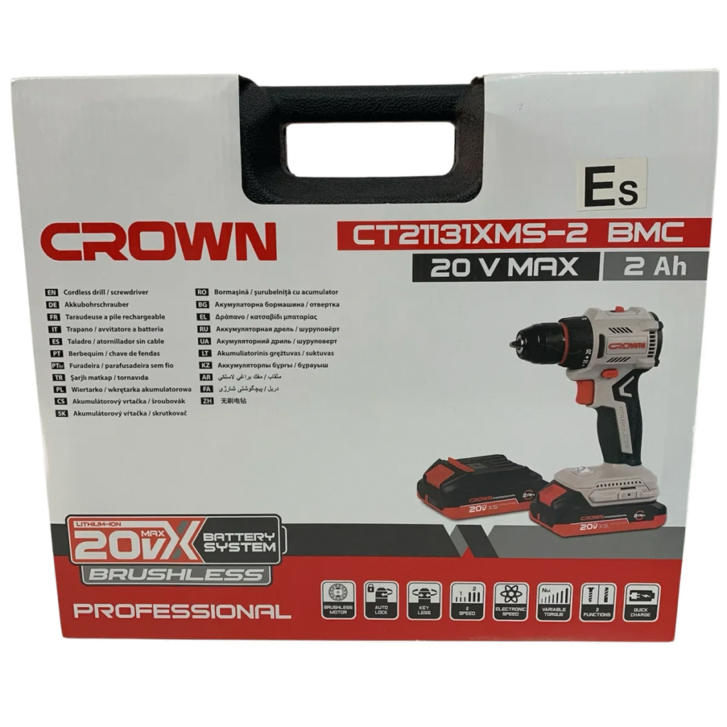 Visseuse perceuse brushless sans fil 20V 2 batteries 2,0Ah Crown Réf: CT21131XMS-2 Visseuse perceuse brushless sans fil 20V 2 batteries 2,0Ah Crown Réf: CT21131XMS-2