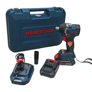 Boulonneuse/visseuse sans fil 21 V 550 Nm avec 2 batteries Li-ion 2.0 Ah, chargeur et valise HONESTPRO | YAE6118
