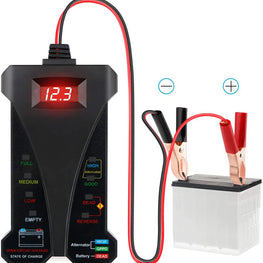 Testeur de batterie numérique 12 V, voltmètre, analyseur de système de charge d'alternateur avec écran LCD