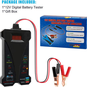 Testeur de batterie numérique 12 V, voltmètre, analyseur de système de charge d'alternateur avec écran LCD