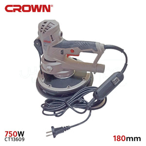 Ponceuse pour plâtre 750W, disque 180mm, avec aspirateur CROWN CT13609