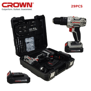 Kit Caisse a outils et visseuse 20V 2.0Ah 29 Pcs CROWN