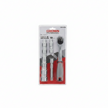 Bras douille cliquet 1/2" de 250 mm en chrome vanadium avec 10 pcs CROWN cphsw rxd12