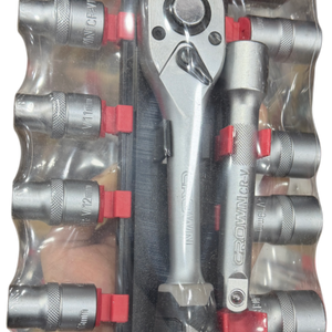 Bras douille cliquet 1/2"  en chrome vanadium avec 12 pcs CROWN cphsw rxb12