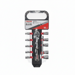 Bras douille cliquet 1/4"  en chrome vanadium avec 12 pcs CROWN cphsw rxb14