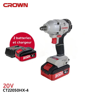 Boulonneuse  -fil 2 batteries 20V 4ah CROWN CT22050HX-4 BMC