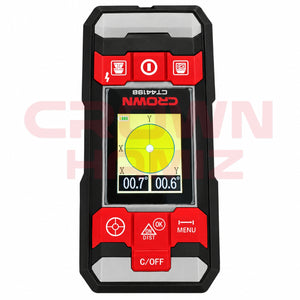 scaner détecteur metal et bois 100mm multifunction + niveau laser 2 lignes + metre laser CROWN CT44198TB