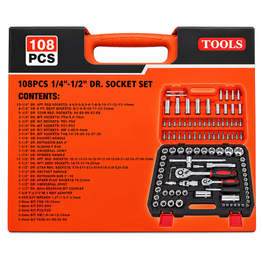 CAISSE A DOUILLE 108 PCS – Jeu de douilles 1/4" et 1/2"
