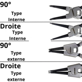 Jeu de 4 Pinces Circlips 180mm droite/coudée 90° CROWN | CPHPL-CPXA4