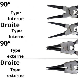 Jeu de 4 Pinces Circlips 180mm droite/coudée 90° CROWN | CPHPL-CPXA4