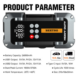 Compresseur De Voiture Avec Booster Batterie 26000mAh 150psi beetro BE0169